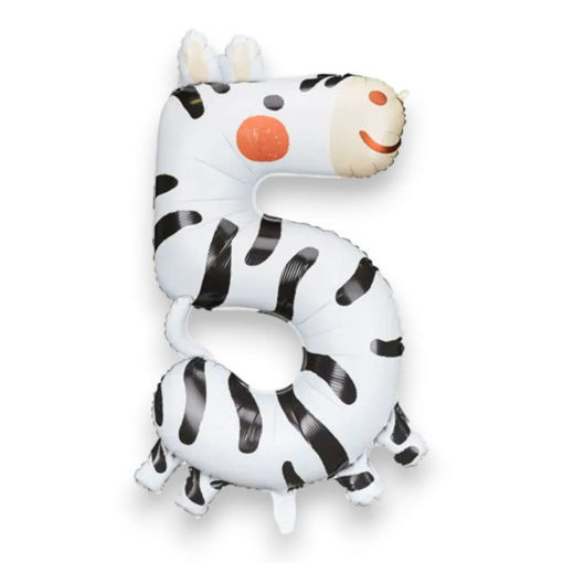 Picture of FOIL BALLOON NUMBER 5 ZEBRA 34 INCH